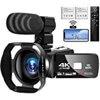 Videocámara 4K Cámara de Video Digital Ultra HD 48MP WiFi Videocamara para Youtube Pantalla táctil de 3.0 pulgadas…